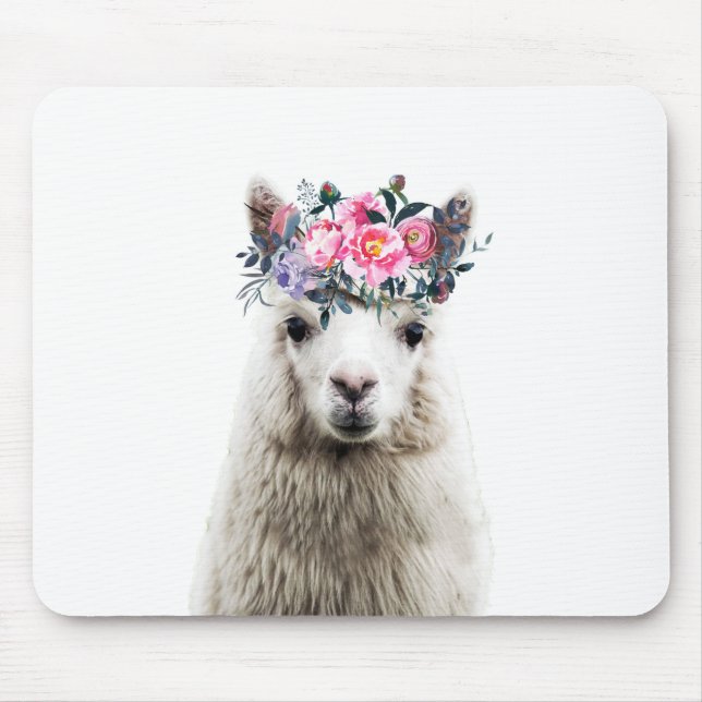 Tapis De Souris Alpaca aux fleurs (Devant)