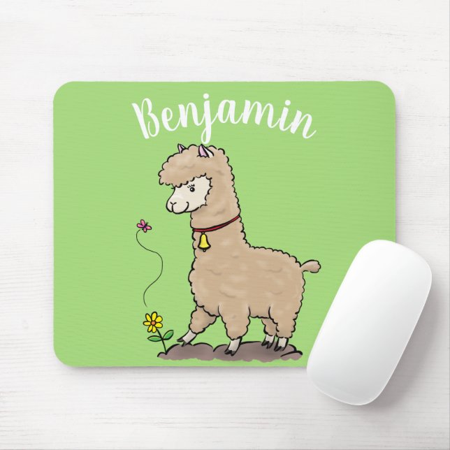 Tapis De Souris Alpaca heureux mignon avec papillon de dessin anim (Avec souris)