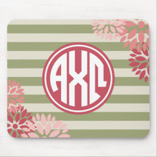 Tapis De Souris Alpha Chi Omega Motif Rayure Monogramme