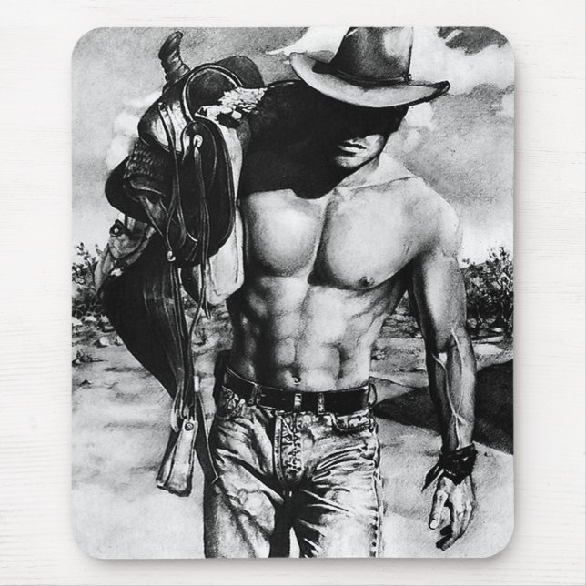 Tapis De Souris Alpha Masculine Homme Art Art Cowboy Cool (Devant)
