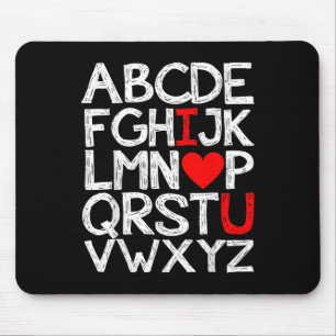 Tapis De Souris Alphabet Abc I Love You T Shirt Valentines Day Hea