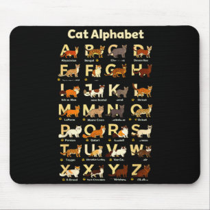 Tapis De Souris Alphabet de chat drôle amateur de chaton enseignan