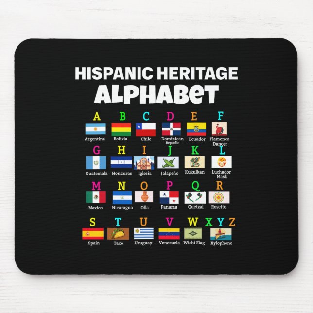 Tapis De Souris Alphabet Drapeau Hispanique Pour Enseignants Éduca (Devant)