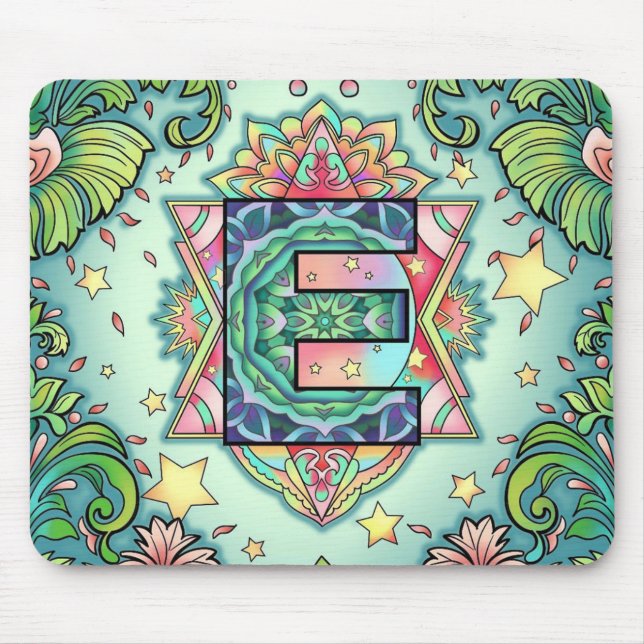 Tapis De Souris Alphabet E mandala (Devant)
