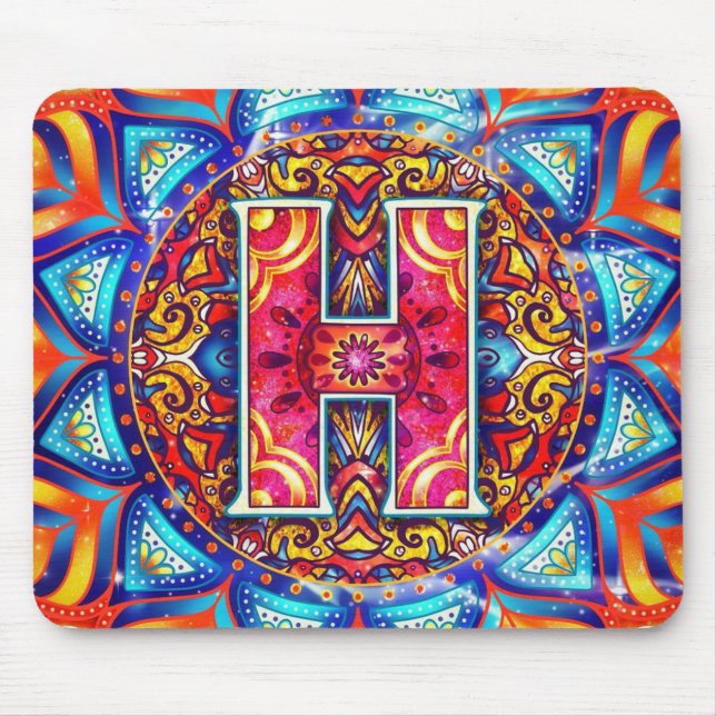 Tapis De Souris Alphabet H mandala (Devant)
