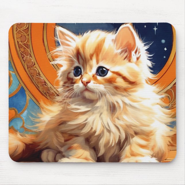 Tapis De Souris Alphonse Mucha Art Nouveau Chat orange (Devant)