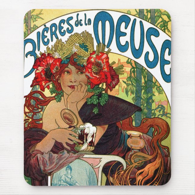 Tapis De Souris Alphonse Mucha Bieres De La Meuse (Devant)