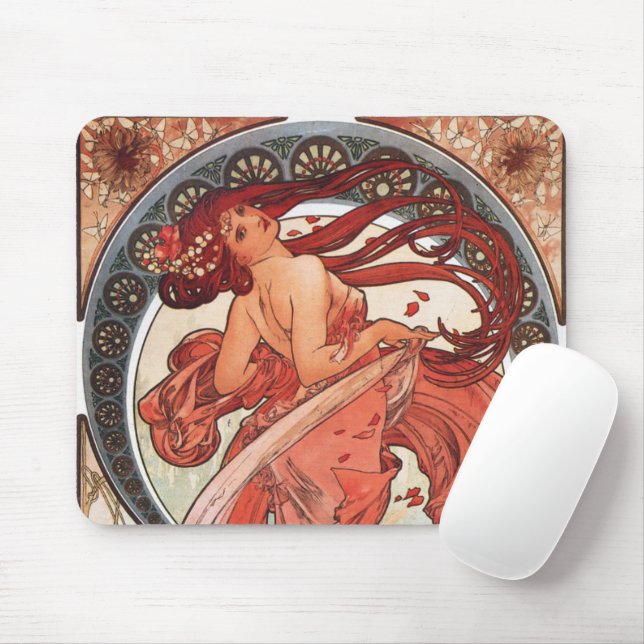 Tapis De Souris Alphonse Mucha Dance 1898 Art Nouveau Vintage (Avec souris)