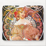Tapis De Souris Alphonse Mucha Daydream Floral Vintage Art nouveau<br><div class="desc">Alphonse Mucha Daydream Reverie Art nouveau Alfons Mucha, souvent connu en anglais et en français sous le nom d'Alphonse Mucha, était un peintre et artiste décoratif tchèque de style Art nouveau, connu pour son style distinct. Il a produit de nombreux tableaux, illustrations, publicités, cartes postales et dessins. Daydream présente une...</div>