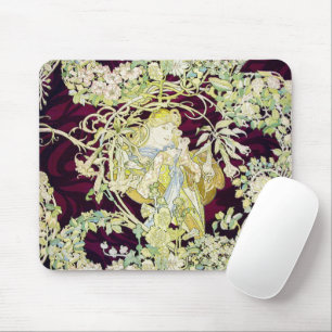 Tapis De Souris Alphonse Mucha Femme au marguerite Art nouveau Art