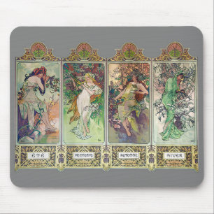 Tapis De Souris Alphonse Mucha, "Les quatre saisons"