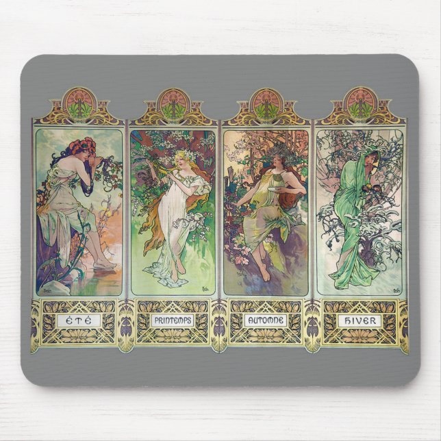 Tapis De Souris Alphonse Mucha, "Les quatre saisons" (Devant)