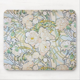 Tapis De Souris Alphonse Mucha Peonies