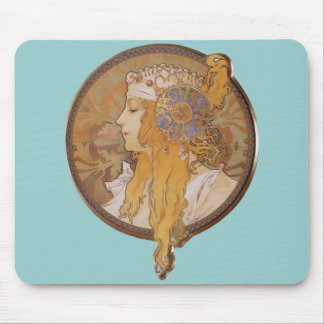 Tapis De Souris Alphonse Mucha ~ Tête byzantine : La Blonde