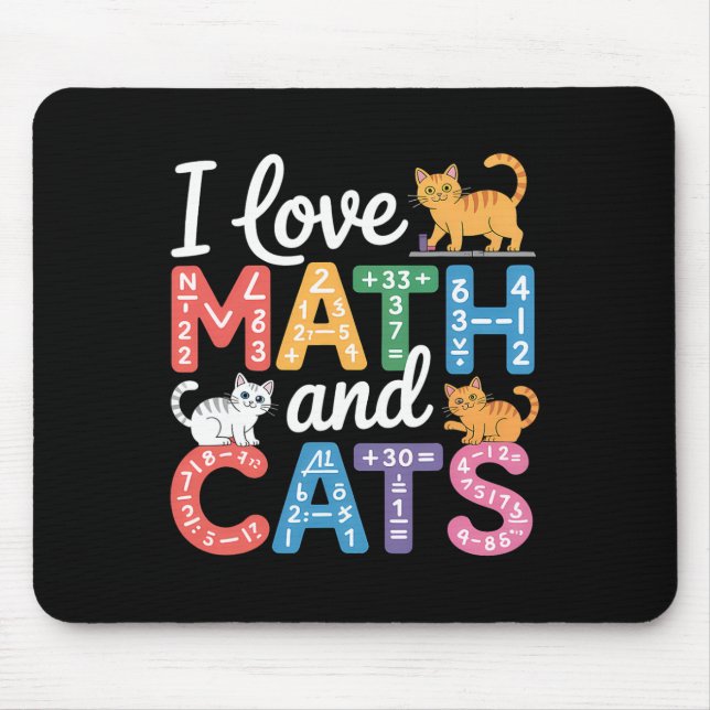 Tapis De Souris Amateur de chat de maths Prof de maths drôle J'aim (Devant)