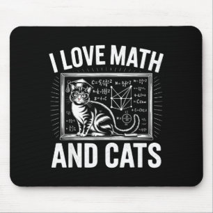 Tapis De Souris Amateur de maths de chat drôle Prof de maths J'aim