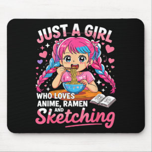 Tapis De Souris Amateur de Ramen Juste Une Fille Qui Aime Anime Et