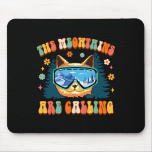 Tapis De Souris Amateur de ski de montagne Snowboard Les Meowtains