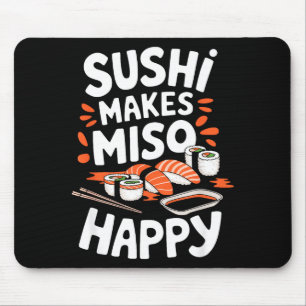 Tapis De Souris Amateur de Sushi Sushi Rend Miso Heureux, Nourritu