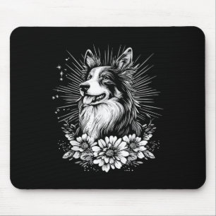 Tapis De Souris Amateur de tatouage Collie Rétro Chien 