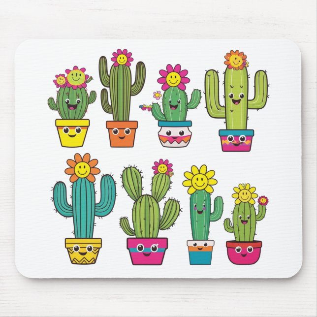 Tapis De Souris Amateurs de cactus mignons (Devant)