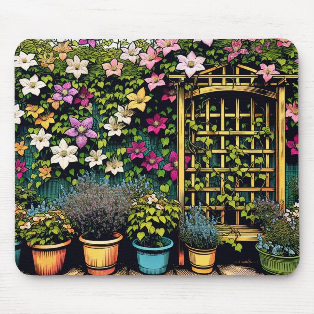 Tapis De Souris Amateurs plantes et jardiniers Clematis Trellis (Devant)