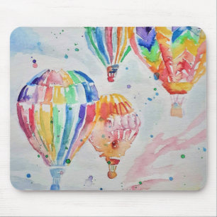 Tapis De Souris Ambiance colorée avec ballon à air chaud Aquarelle