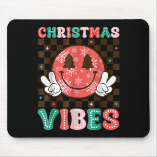 Tapis De Souris Ambiance de Noël Groovy Visage Souriant Joyeux Noë