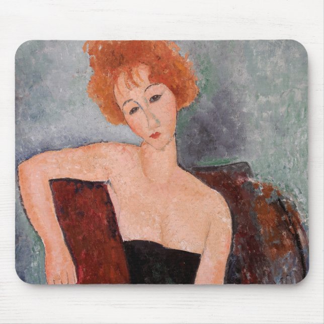 Tapis De Souris Amedeo Modigliani - Robe de soirée pour filles rou (Devant)