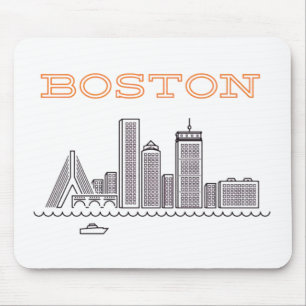 Tapis De Souris America Boston City Skyline, Boston Ma Us Skyline