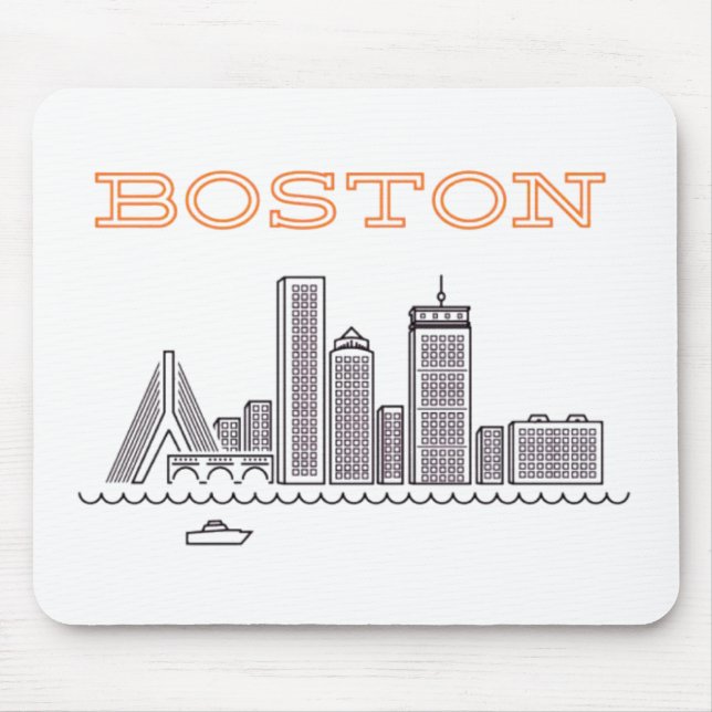 Tapis De Souris America Boston City Skyline, Boston Ma Us Skyline (Devant)