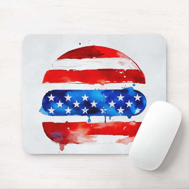 Tapis De Souris America Burger (Peinture Blanche No. 2) (Avec souris)