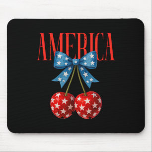 Tapis De Souris America Cherries Us Drapeau Coquette Bow Cherry 4t