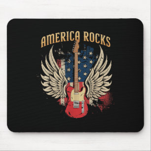 Tapis De Souris America Rock Guitare American Flag 4 juillet parti