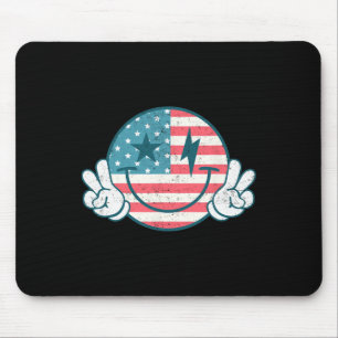 Tapis De Souris America Vibes Smile Face au drapeau américain 4 ju