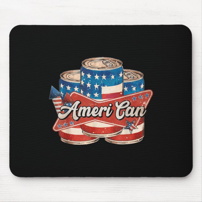 Tapis De Souris Américain Ameri Can 4 juillet Rétro Usa Bière Patr (Devant)