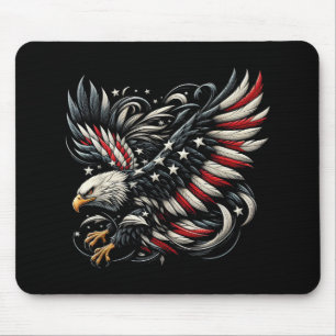 Tapis De Souris Américain patriote avec aigle et drapeau américain
