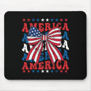 Tapis De Souris American Coquette Bow Patriotique Usa Drapeau Happ