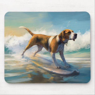 Tapis De Souris American Engligh Foxhound Beach Surfing Paining
