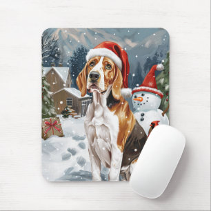 Tapis De Souris American English Foxhound Chien hiver Noël Joie