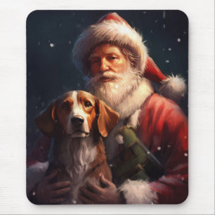 Tapis De Souris American English Foxhound Santa Claus Noël