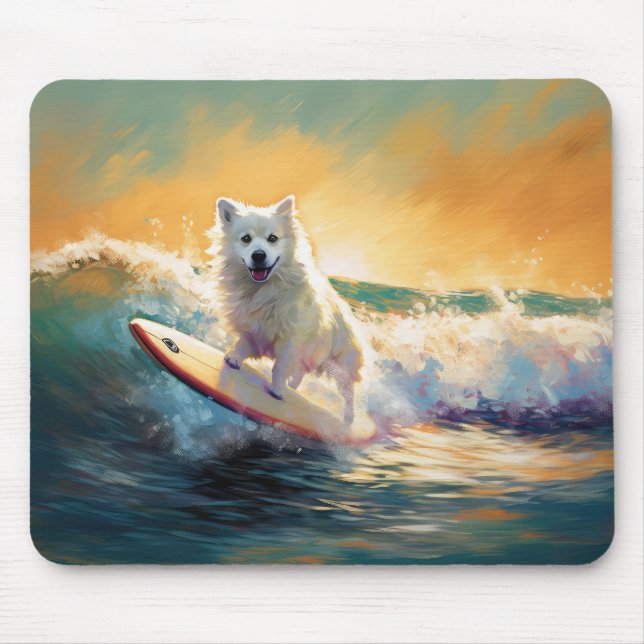 Tapis De Souris American Eskimo Beach Surf Peinture (Devant)
