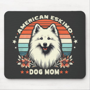 Tapis De Souris American Eskimo Chien Maman en Vintage Sérénité