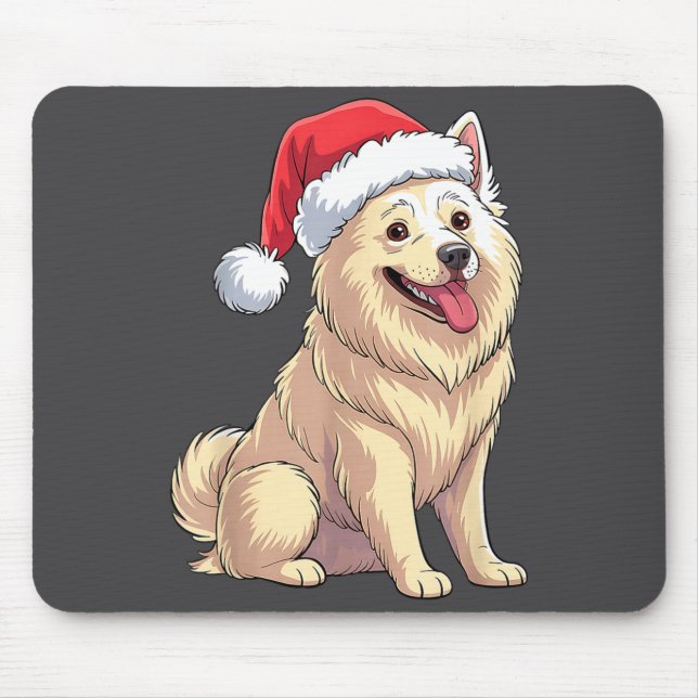 Tapis De Souris American Eskimo Dog Christmas Santa Hat Pet Dog Lo (Devant)