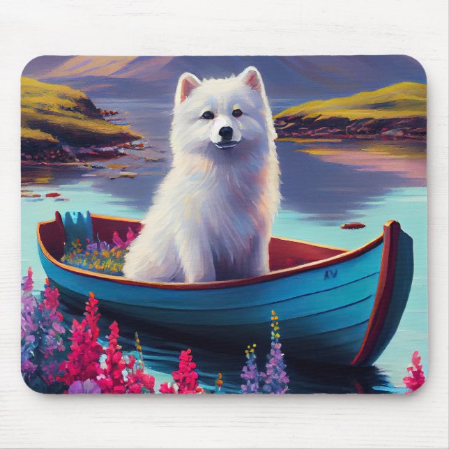 Tapis De Souris American Eskimo Dog on Paddle : Une aventure Pitto (Devant)