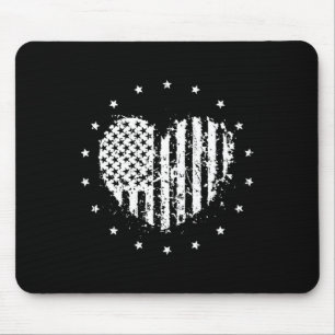 Tapis De Souris American Flag Heart 4 juillet