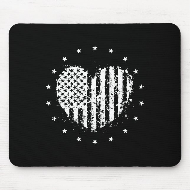 Tapis De Souris American Flag Heart 4 juillet (Devant)