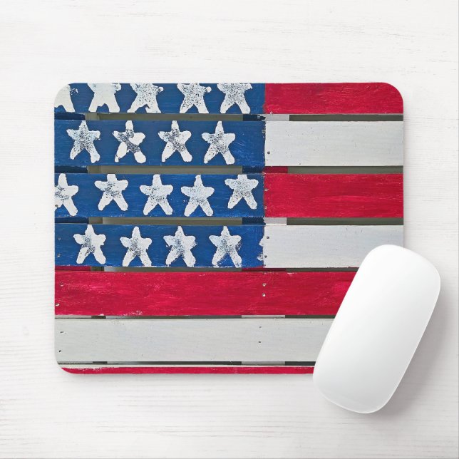 Tapis De Souris American Flag Painted On Wooden Pallet (Avec souris)