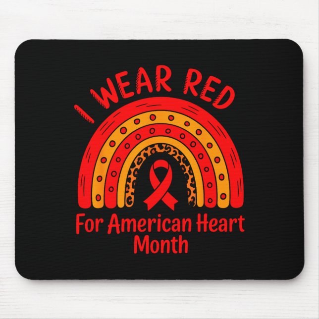Tapis De Souris American Heart Disease Awareness Month Ribbon Red  (Devant)
