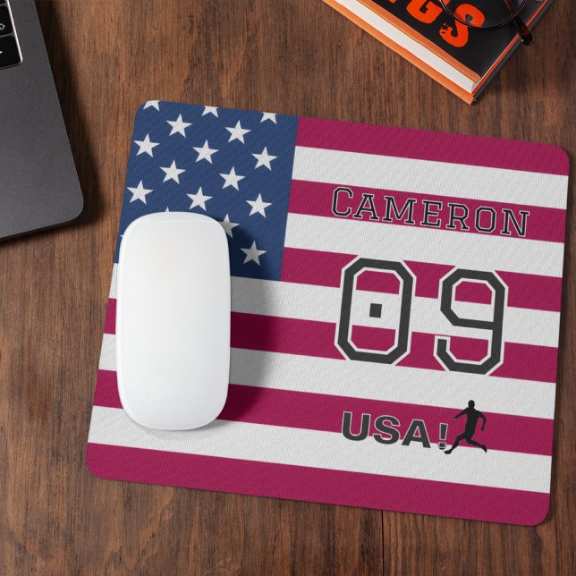 Tapis De Souris American Soccer Athlete Personalized Stars Stripes (Créateur téléchargé)